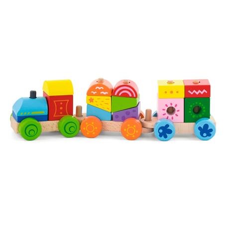 Акція на Деревянный поезд Viga Toys Яркие кубики (50534) від Stylus