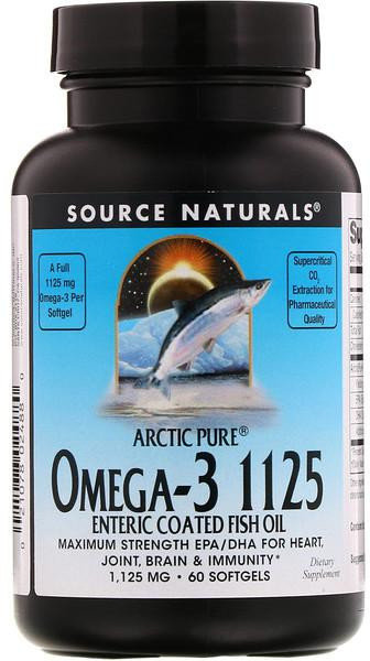 

Source Naturals Arctic Pure Omega-3 1125 Enteric Coated Fish Oil 1,125 mg 60 Softgels Рыбий жир Омега-3