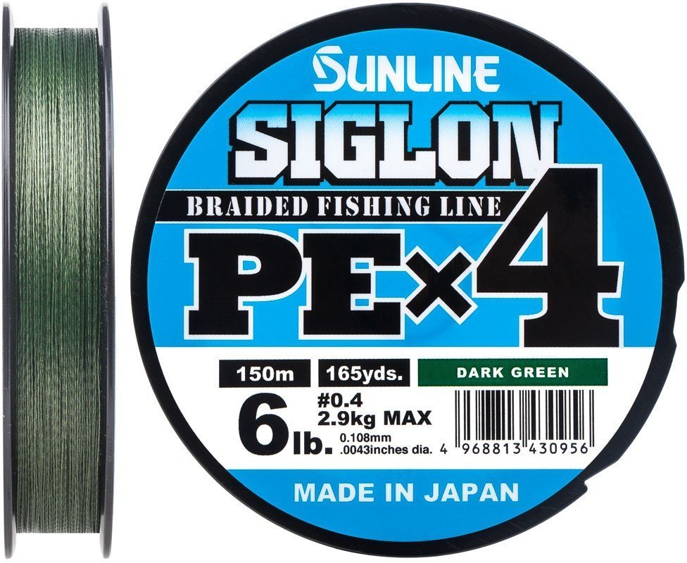 

Шнур Sunline Siglon Pe х4 150м, #0.4/0.108мм, 6lb/2.9кг, темно-зеленый (1658.09.15)