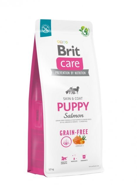 Акція на Сухий беззерновий корм Brit Care Dog Grain-free Puppy Salmon для цуценят з лососем 12 кг (8595602558803) від Y.UA