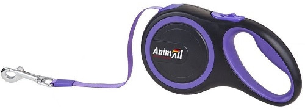 Акція на Поводок-рулетка AnimAll для собак весом до 25 кг 5 м М Фиолетово-черный (60700) від Stylus