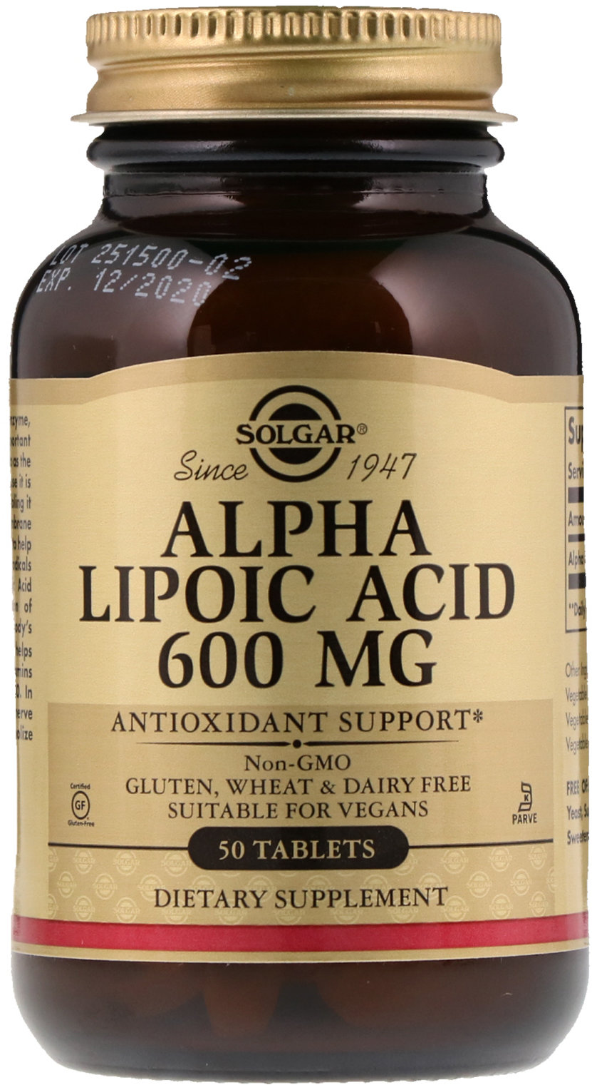 

Solgar Alpha Lipoic Acid Солгар Альфа-липоевая кислота 600 mg 50 Tablets