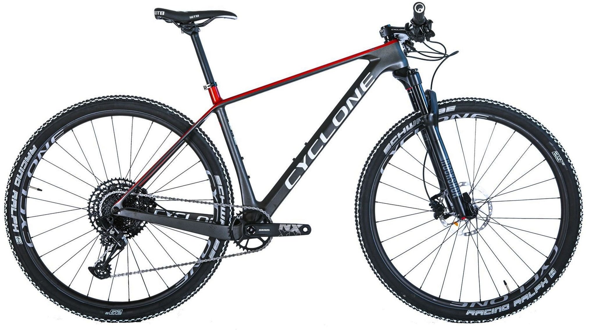 Акція на Велосипед 29" Cyclone Pro 1 carbon 17” серый красный 2022 від Stylus