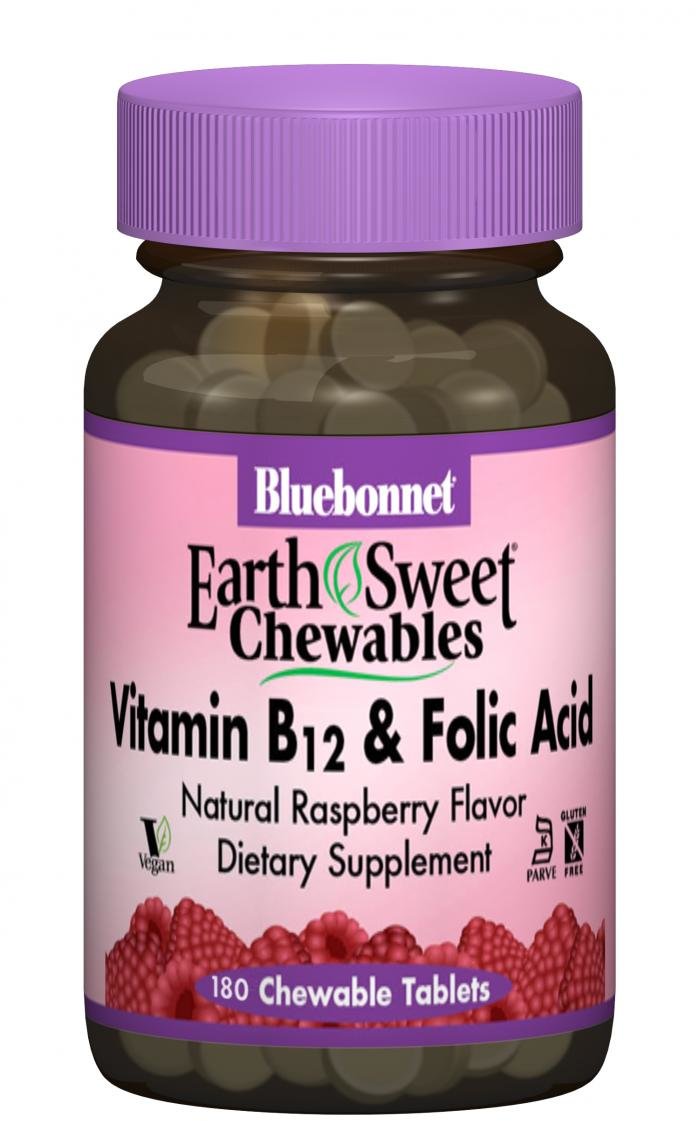 

Bluebonnet Nutrition Earth Sweet Chewables Vitamin В12 & Folic Acid 180 chewable tabs Raspberry