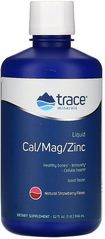 Акція на Trace Minerals Research Liquid Cal/Mag/Zinc, Natural Strawberry Flavor, 32 fl oz (946 ml) (TMR-00230) від Stylus