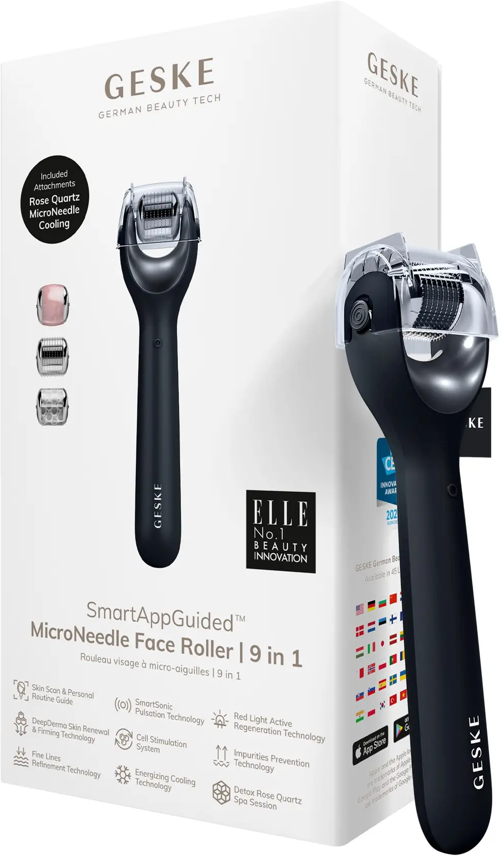 Акція на Электронный роллер для лица с микроиглами Geske MicroNeedle Face Roller 9в1 black від Stylus