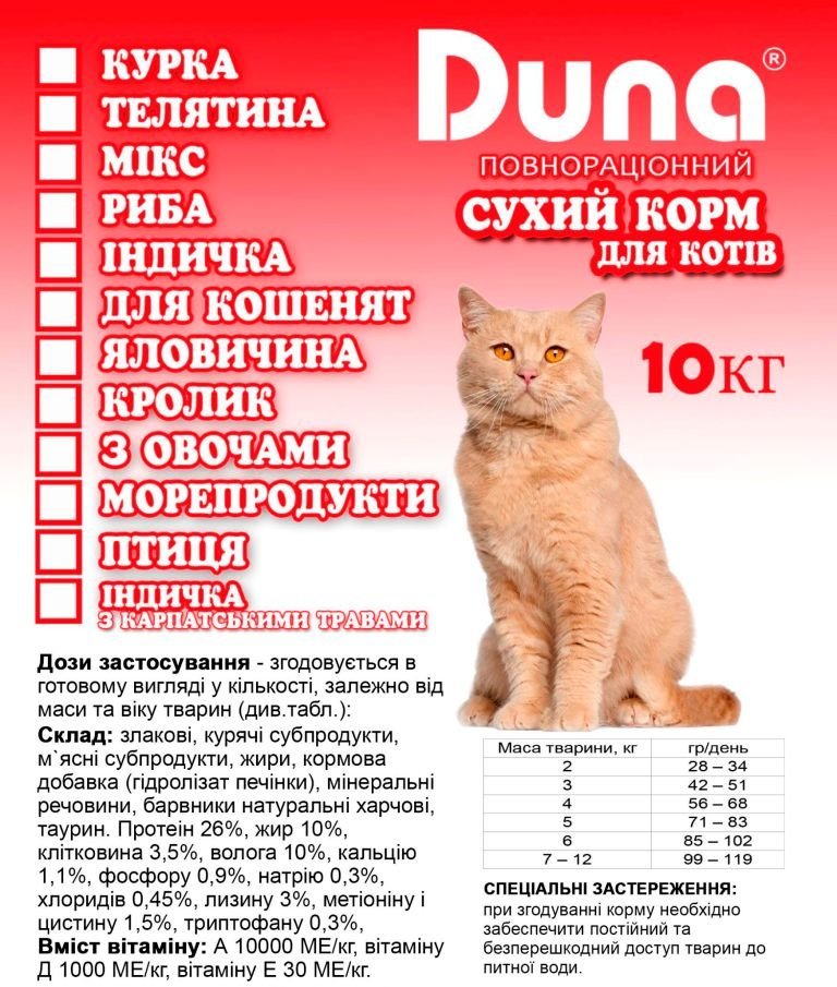 Акція на Сухой корм Duna микс для котов 10 кг від Stylus