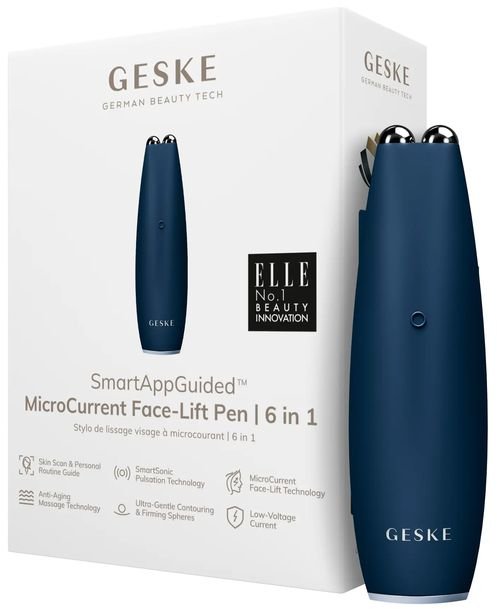 Акція на Микротоковая ручка для подтяжки лица Geske MicroCurrent Face-Lift Pen 6в1 midnight від Stylus