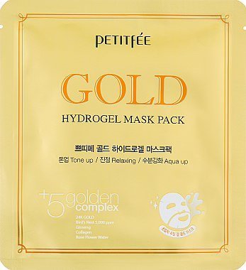 

Petitfee Gold Hydrogel Mask Pack +5 golden complex Гидрогелевая маска для лица с золотым комплексом +5 32 g