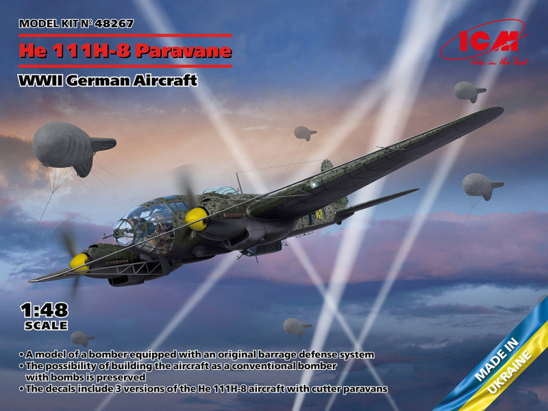 

Модель Icm He 111H-8 Paravane, німецький літак часів Другої світової війни (ICM48267)