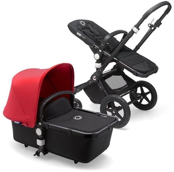 Акція на Універсальна коляска 2 в 1 Bugaboo Cameleon 3 Plus Black / Red, чорний з червоним капюшоном на чорній рамі від Y.UA