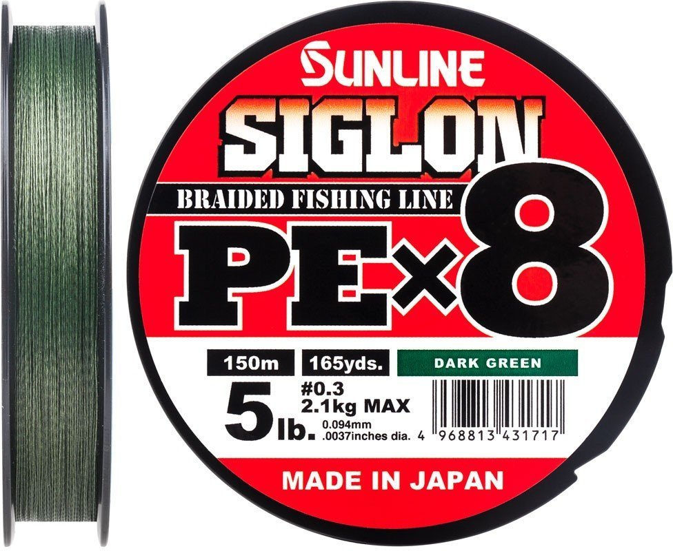 

Шнур Sunline Siglon Pe х8 150м, #0.3/0.094мм, 5lb/2.1кг, темно-зеленый (1658.09.72)