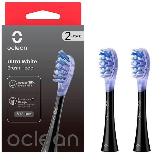 Акція на Насадка для щетки Oclean UW02 B02 Ultra White Brush Head Black (2 шт) (6970810553550) від Stylus