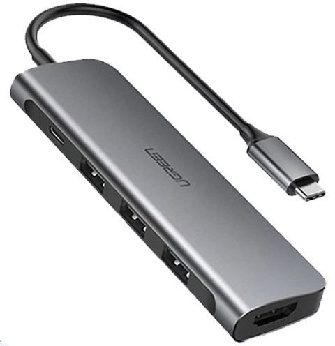 Акція на Ugreen Adapter CM136 USB-C to HDMI+3xUSB3.0+USB-C Space Gray (50209) від Stylus
