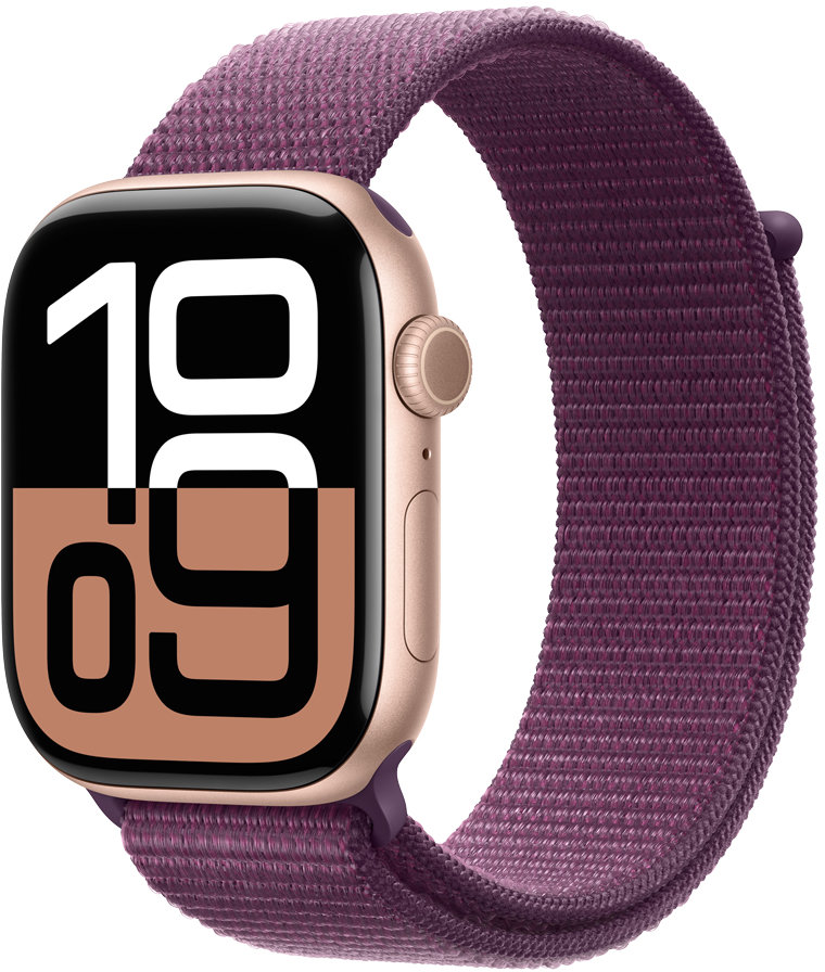 Акція на Apple Watch Series 10 42mm Gps Rose Gold Aluminium Case with Plum Sport Loop (MWWK3QH/A) від Y.UA