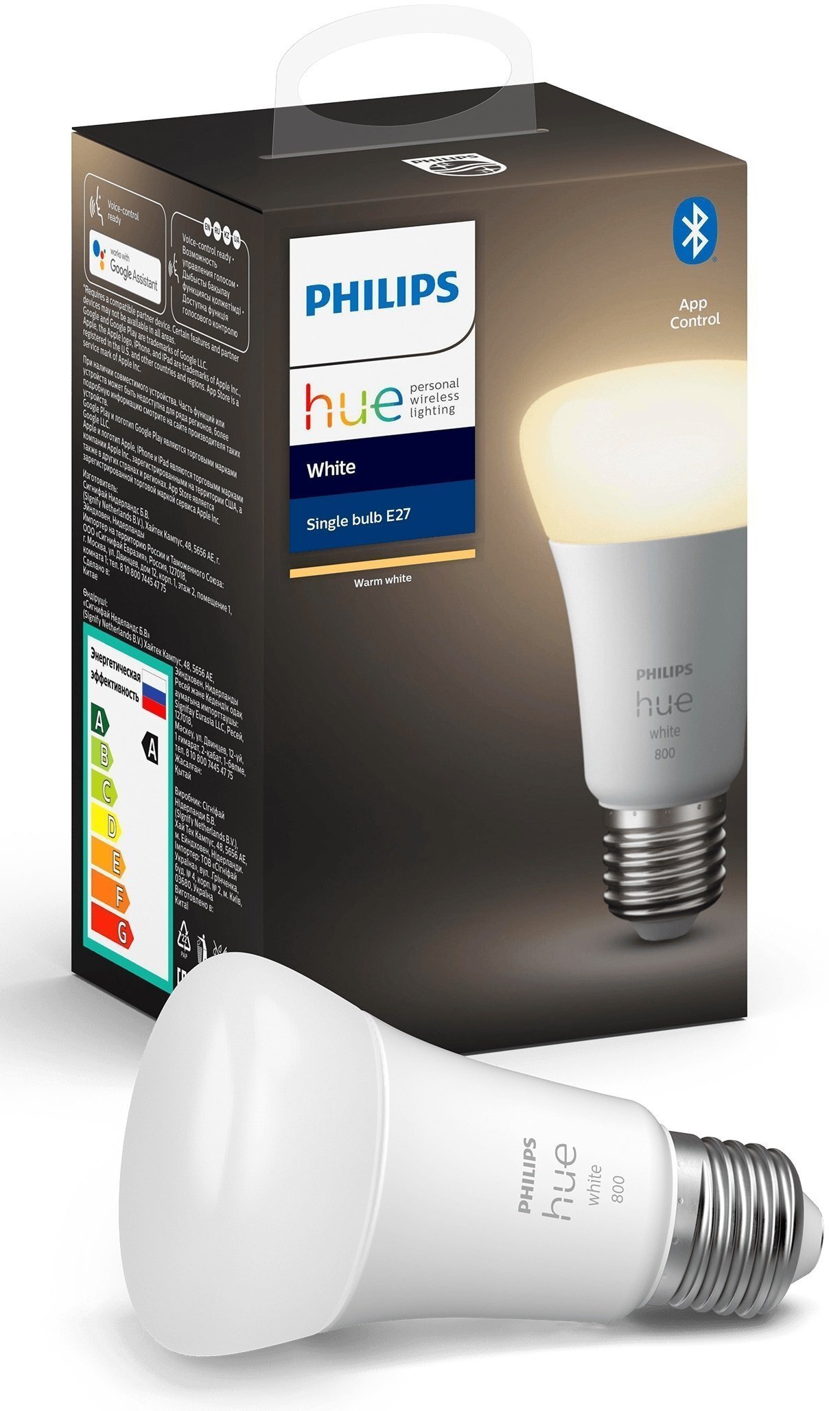 

Умная лампа Philips Hue Single Bulb E27 White (929001821618)