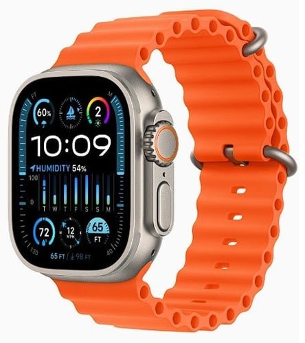 Акція на Apple Watch Ultra 2 Gps + Cellular 49mm Titanium Case with Orange Ocean Band (MREH3) від Stylus