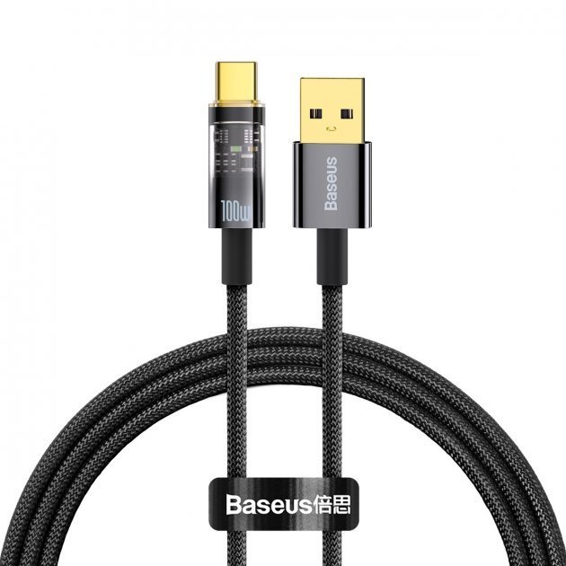 Акція на Baseus Usb Cable to USB-C Explorer Series Auto Power-Off 100W 1m Black (CATS000201) від Stylus