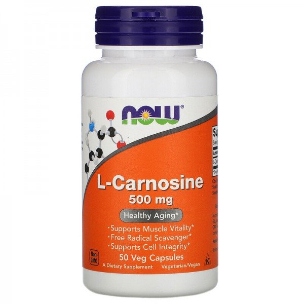 Акція на Now Foods L-Carnosine 500 mg Л-Карнозин 50 веганских капсул від Stylus