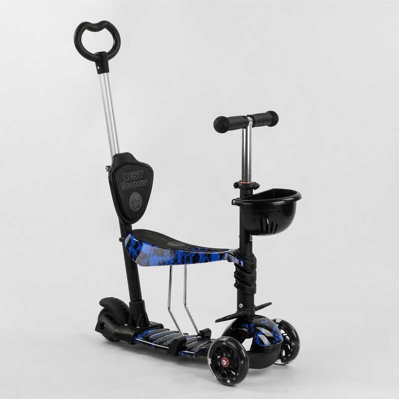 

Самокат 5в1 Best Scooter, Pu колеса, подсветка колес, Абстракция Black/Blue (102023)