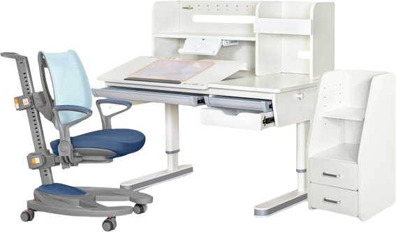 

Комплект L Mealux Montreal 2 Blue парта+ кресло+тумба (BD-670_2WG +Полка +Y-1030+C-12 BLUE)