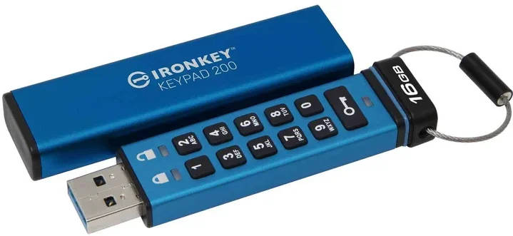 Акція на Kingston 16GB IronKey Keypad 200 Usb 3.2 Blue (IKKP200/16GB) від Stylus