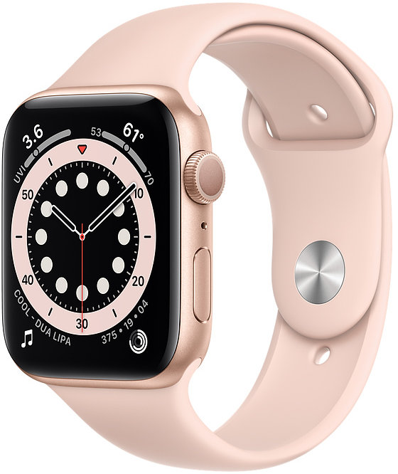 Акція на Apple Watch Series 6 44mm Gps Gold Aluminum Case with Pink Sand Sport Band (M00E3) від Y.UA