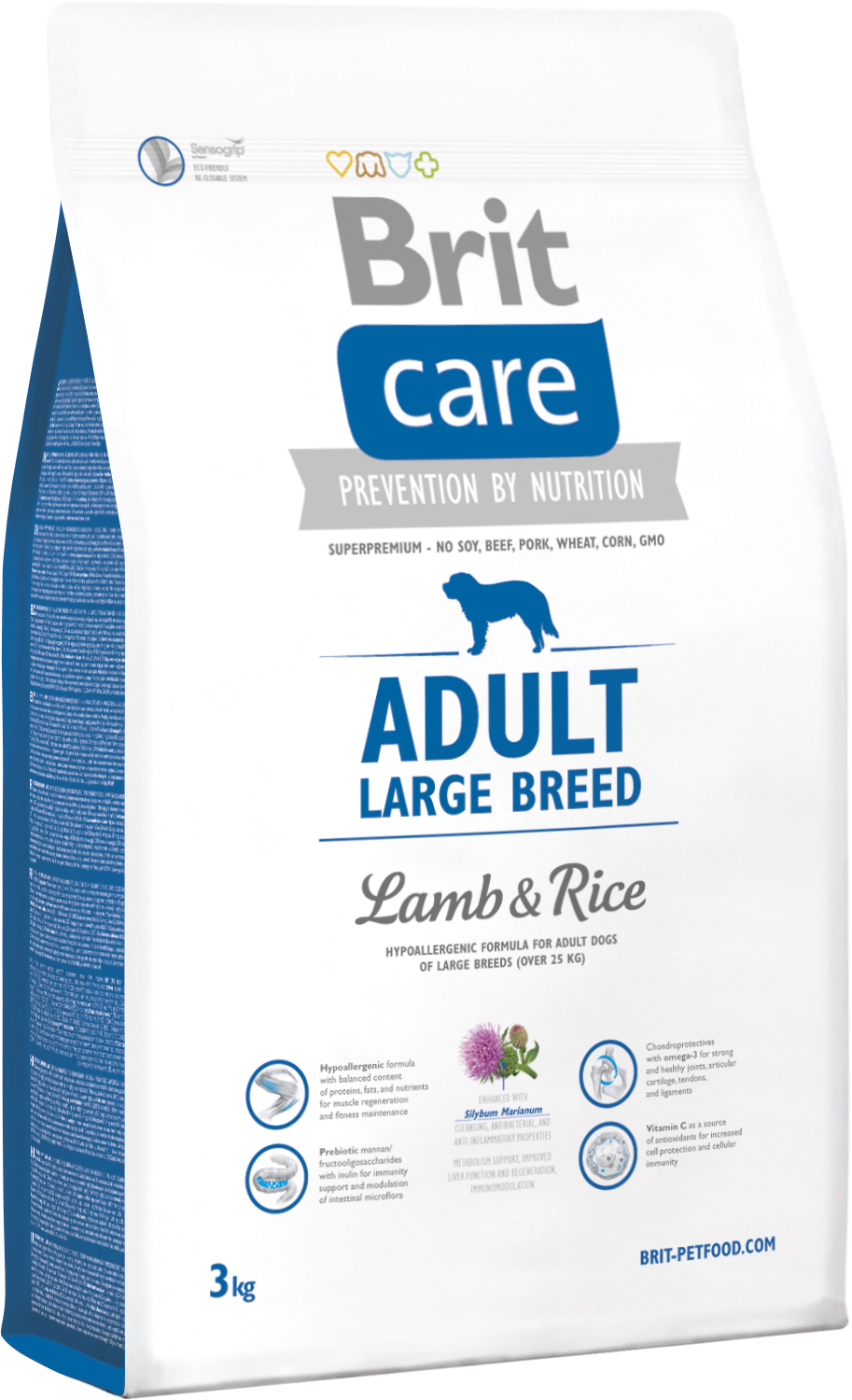 

Сухой корм для взрослых собак крупных пород Brit Care Adult Large Breed Lamb & Rice 3 кг (8595602509973)