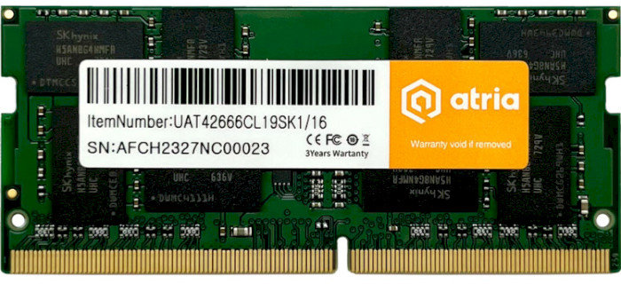 

Atria 16 Gb SO-DIMM DDR4 2666 MHz (UAT42666CL19SK1/16)