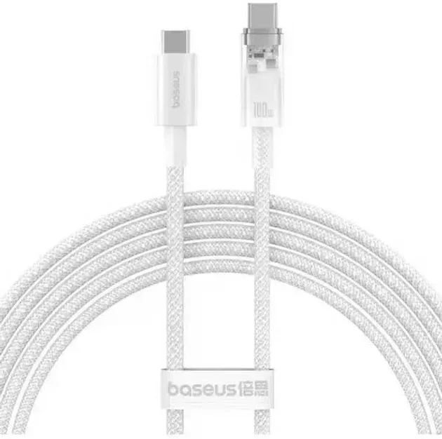 Акція на Baseus Cable USB-C to USB-C Explorer Smart Temperature Control 100W 1m White (P10319703221-00) від Stylus