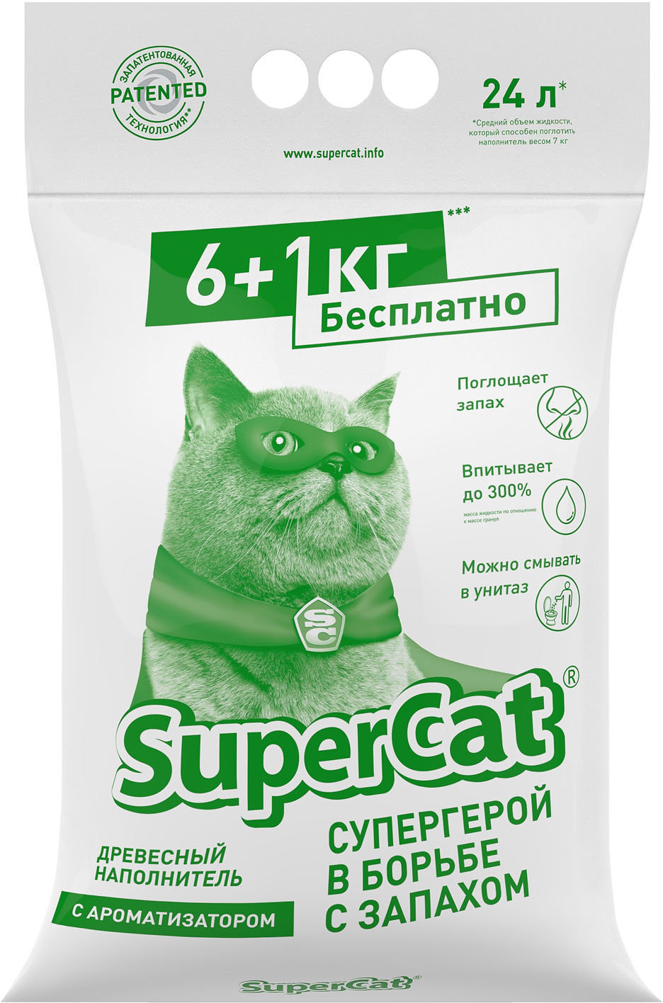 

Наполнитель древесный SuperCat С ароматизатором, 6+1 кг (3552)