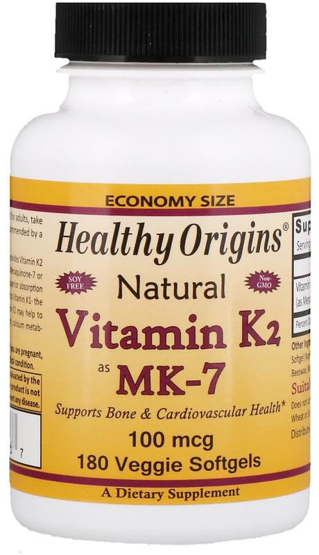 

Healthy Origins Vitamin K2 as MK-7 Natural 100 mcg 180 Veggie Softgels Витамин K2 в форме MK7