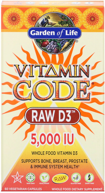 

Garden of Life Vitamin Code, Raw D3, Вітамін D3 5,000 IU, 60 Vegetarian Capsules (GOL-11586)