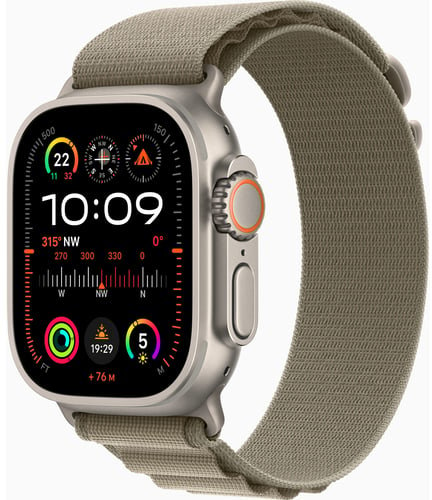 Акція на Apple Watch Ultra 2 Gps + Cellular 49mm Titanium Case with Olive Alpine Loop - Medium (MREY3) від Stylus