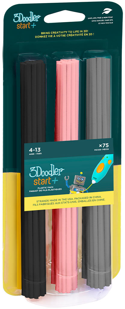 

Набор стержней для 3D-ручки 3Doodler Start - МИКС (75 шт: черный, розовый, серый) (3DS-ECO-MIX3-75)