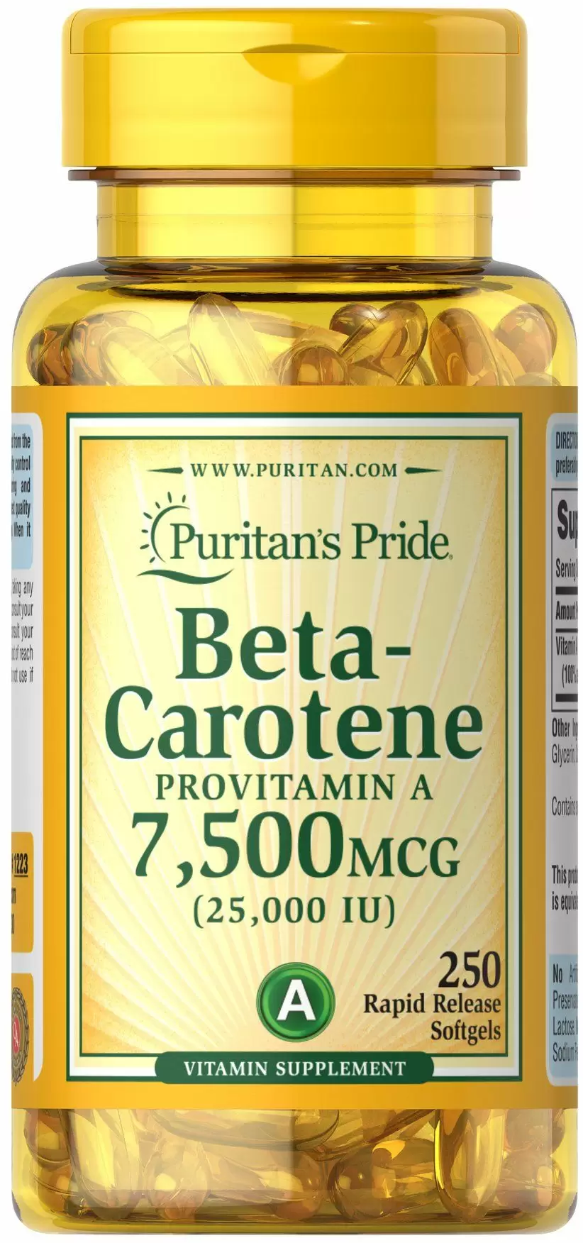 

Puritan's Pride Beta-Carotene 25,000 Iu Бета-каротин 250 гелевых капсул