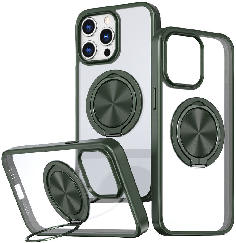 

Mobile Case TPU+PC Metal Ring with MagSafe Green для iPhone 14 Pro