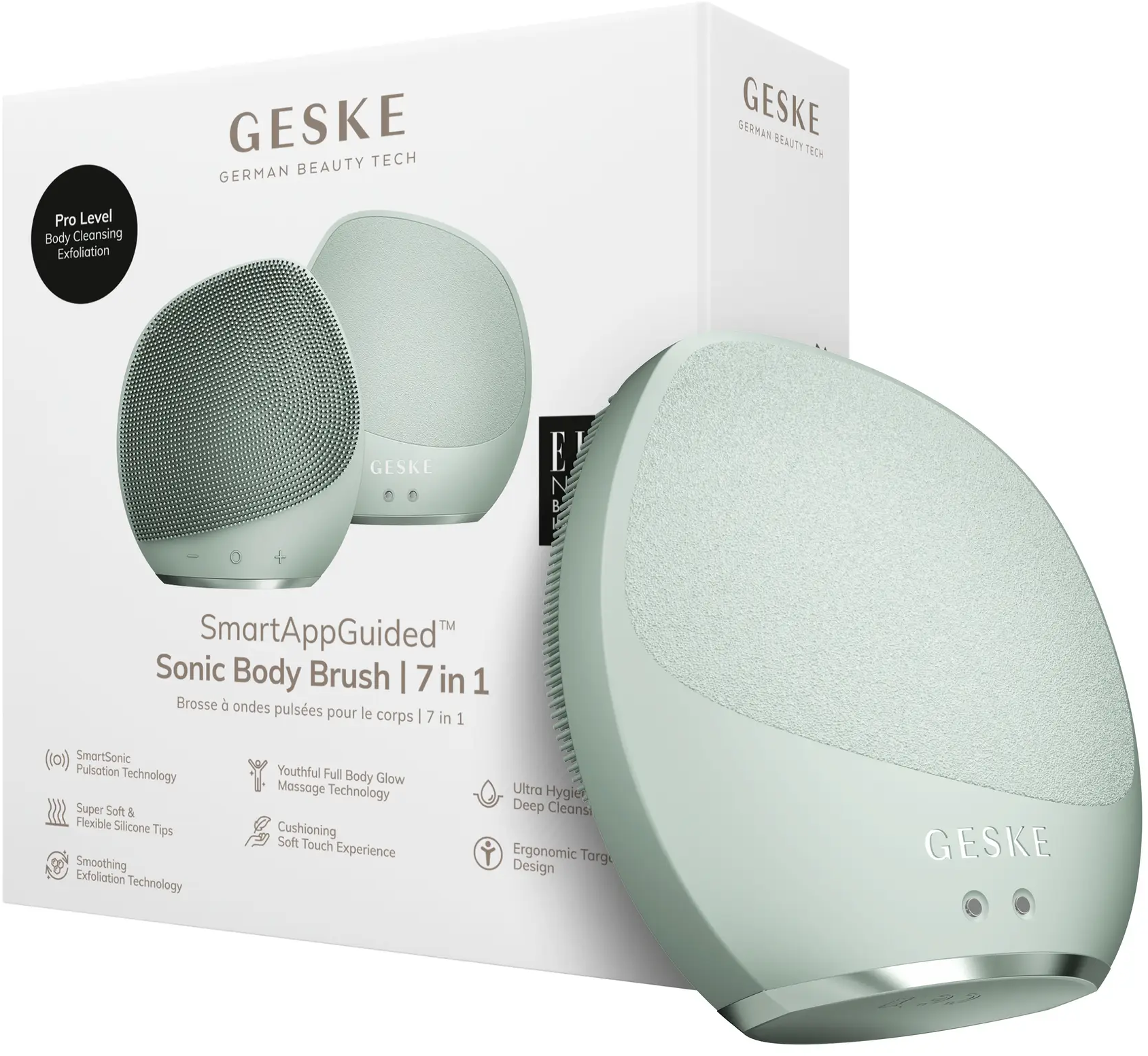 Акція на Ультразвуковая щетка для тела и интенсивный пилинг Geske Sonic Body Brush&Intensive Exfoliator 7в1 green від Stylus