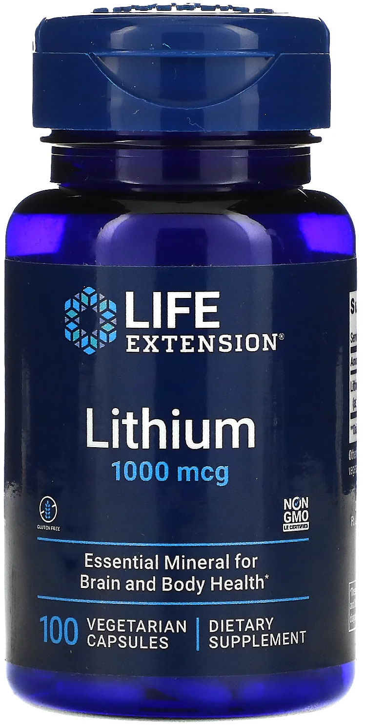 

Life Extension Lithium 1000 mcg Литий 100 вегетарианских капсул