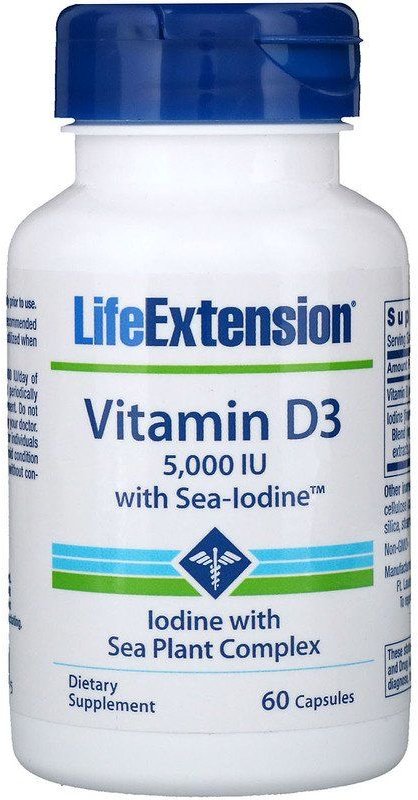 

Life Extension Vitamin D3 with Sea-Iodine 5,000 Iu 60 Caps Витамин Д-3+йод