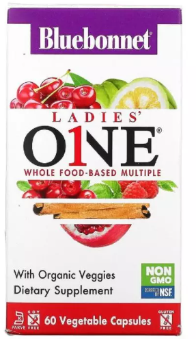 

Bluebonnet Nutrition Ladies' One Whole Food-Based Multiple Комплекс Витаминов Для Женщин 60 вегетарианских капсул