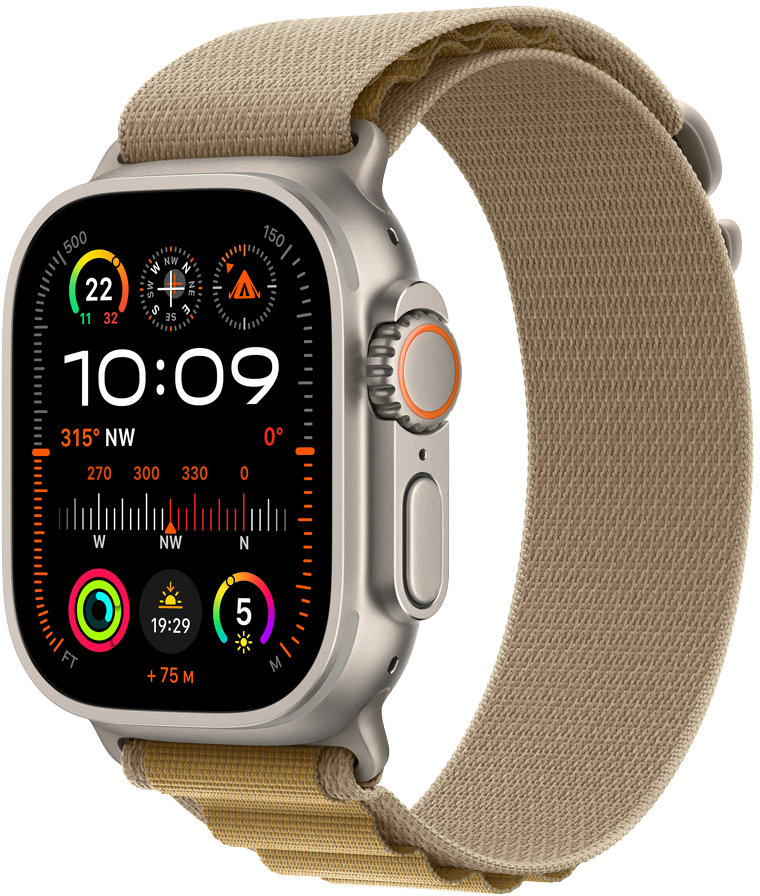 

Apple Watch Ultra 2 2024 Gps + Cellular 49mm Natural Titanium Case with Tan Alpine Loop - Medium (MX4F3UL/A)