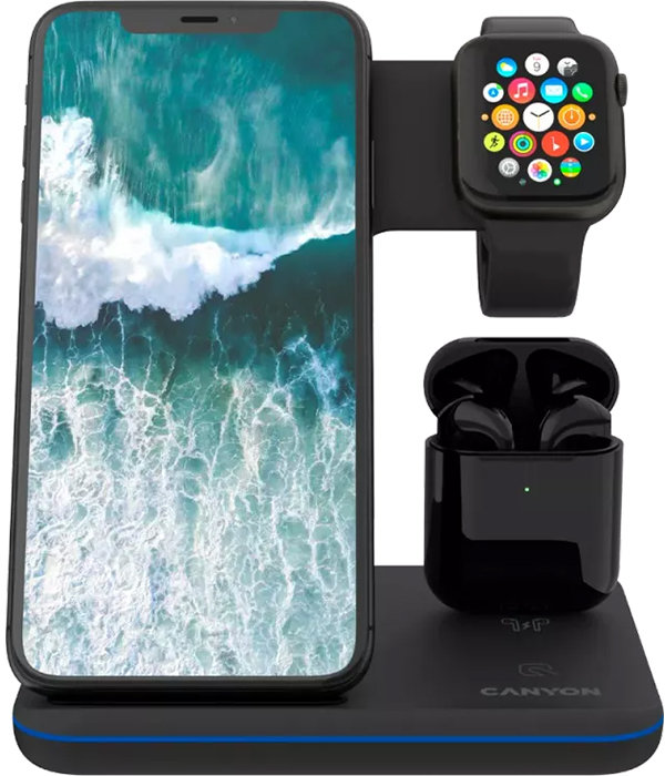 Акція на Canyon Wireless Charger WS-302 3in1 15W Black (CNS-WCS302B) for iPhone, Apple Watch and Apple AirPods від Stylus