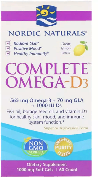 

Nordic Naturals Complete Омега-D3, Lemon Flavor, 1000 mg, 60 Softgels (NOR01778)