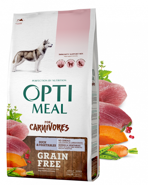 

Сухой корм Optimeal Adult Dogs Grain Free Duck & Vegetables для собак всех пород с уткой и овощами 10 кг (4820083905865)