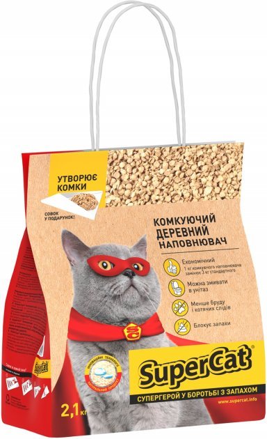 

Наполнитель SuperCat Древесный Комкующийся 2.1 кг (3555)