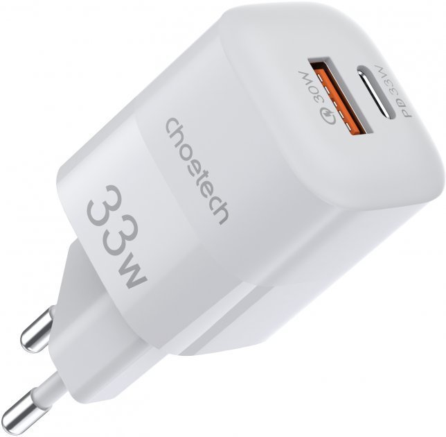 

Choetech Wall Charger USB+USB-C GaN 33W White (PD5006)