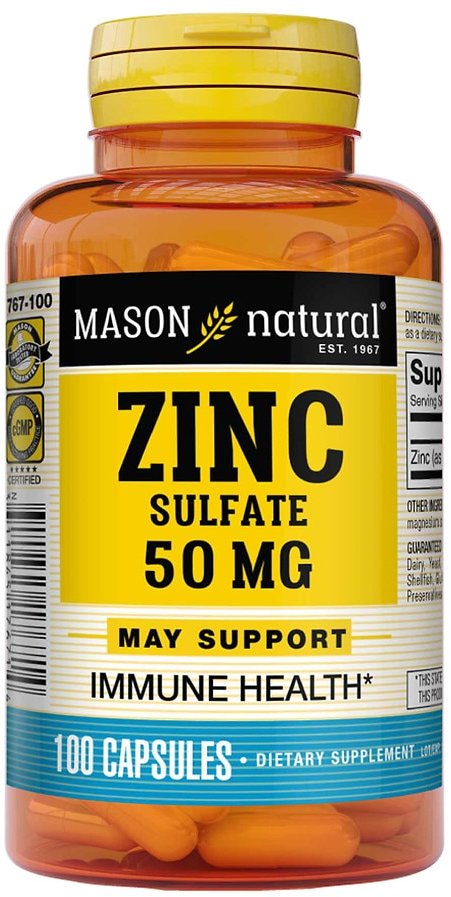 

Mason Natural Zinc Sulfate 50 mg Цинк 100 капсул