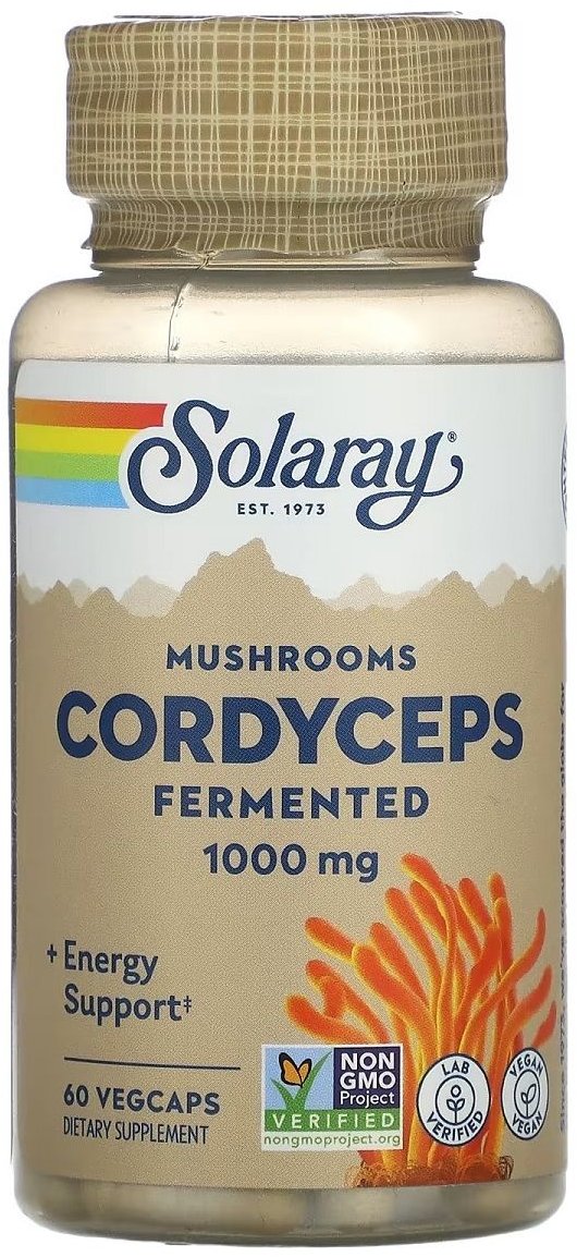 Акція на Solaray Organically Grown Fermented Cordyceps Кордицепс 500 мг Ферментированные грибы 60 вегетарианских капсул від Stylus
