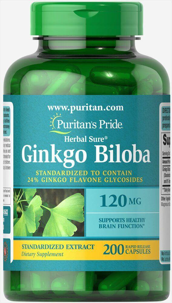 

Puritan's Pride Ginkgo Biloba Standardized Extract 120 mg 200 caps Гінкго білоба стандартизований екстракт